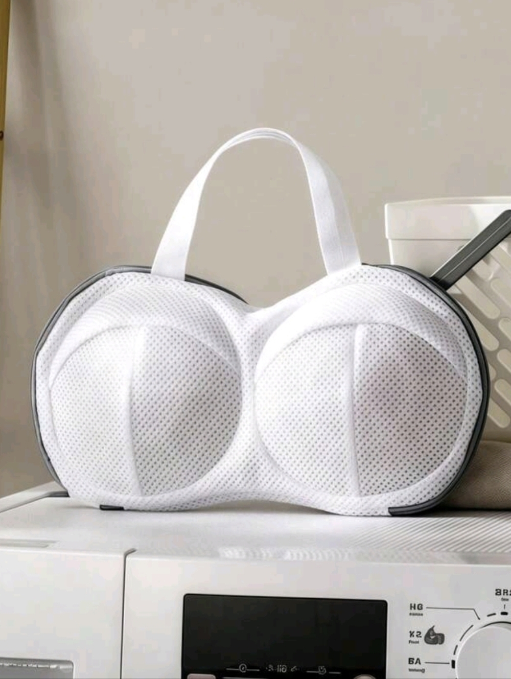 White Bra Wash Laundry Bag with Handle